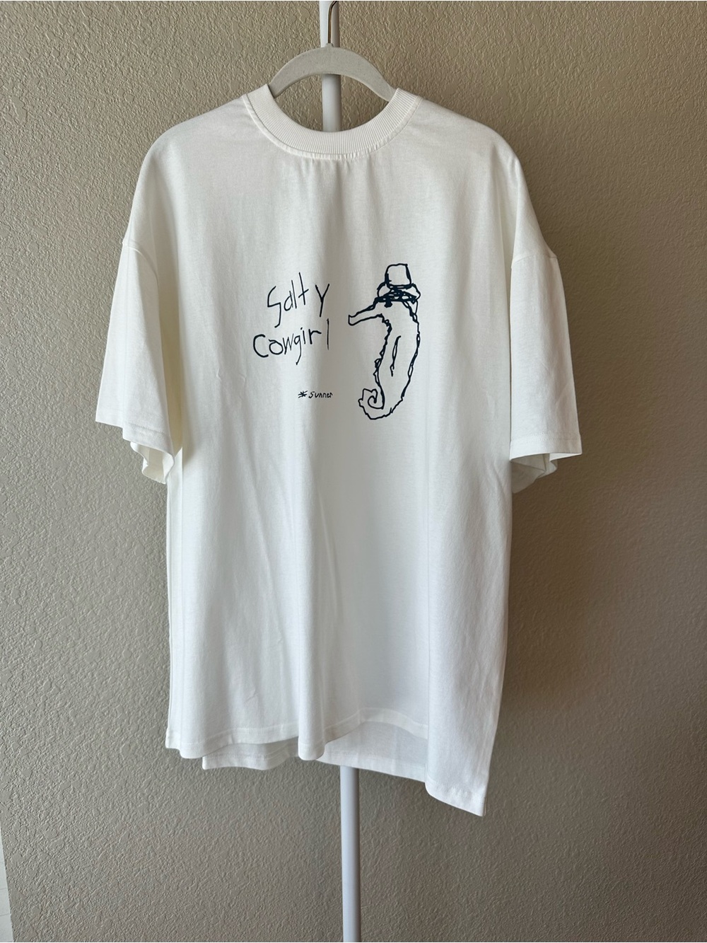 SUNNER oversized salty cowgirl seahorse graphic tee size large NWT